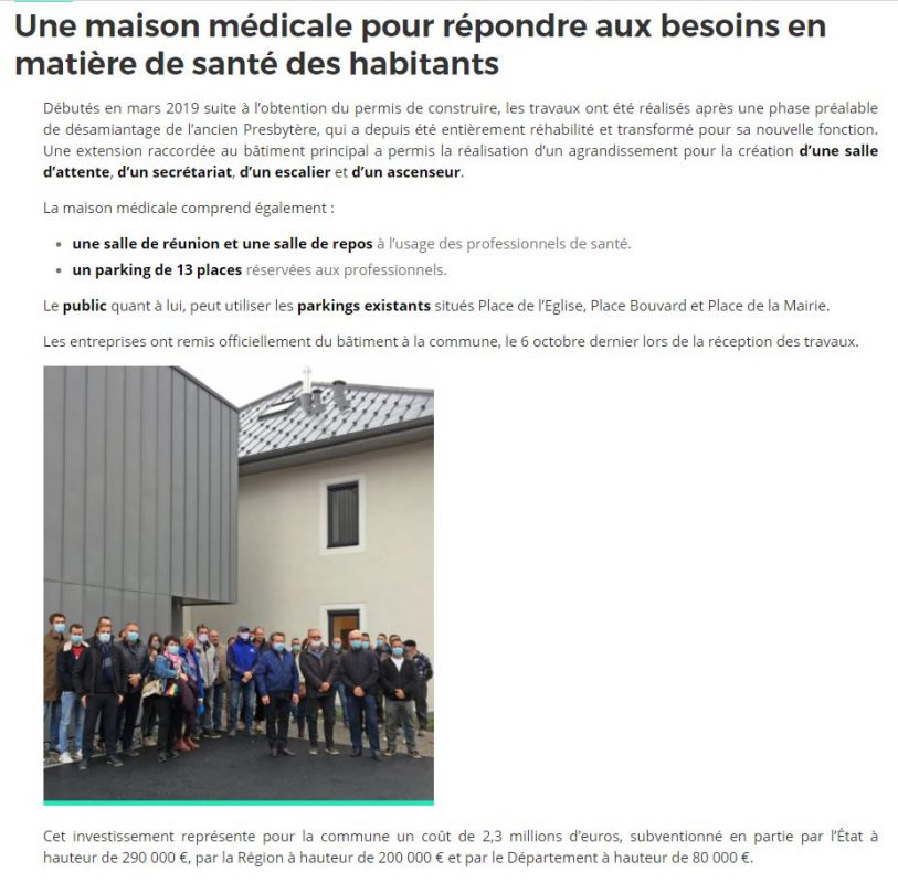 PRESSE ST PIERRE EN FAUCIGNY Maison Médicale